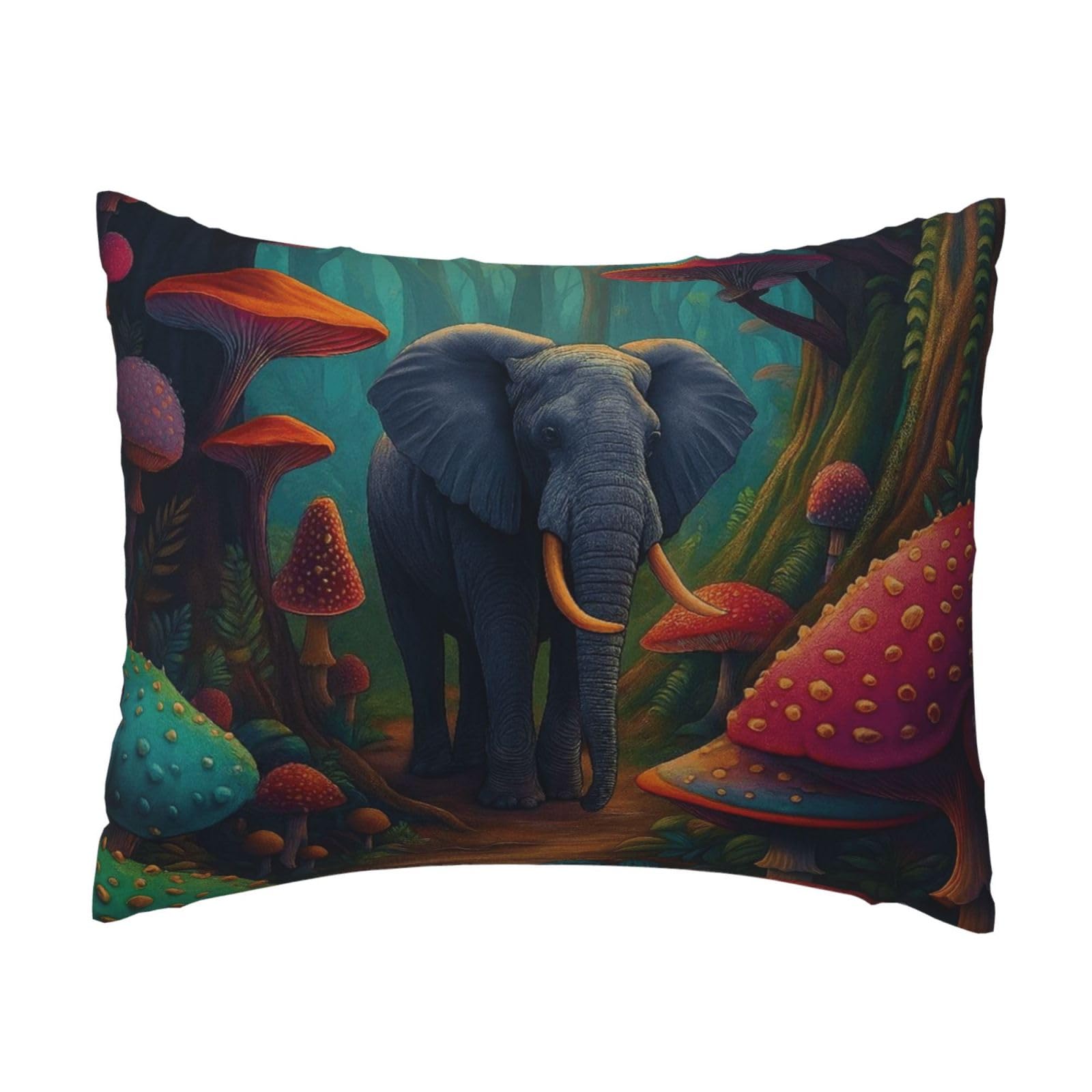 Elephant Mushroom Pillowcase Soft Plush with Zipper Decorative Pillowcovers 16x20 in