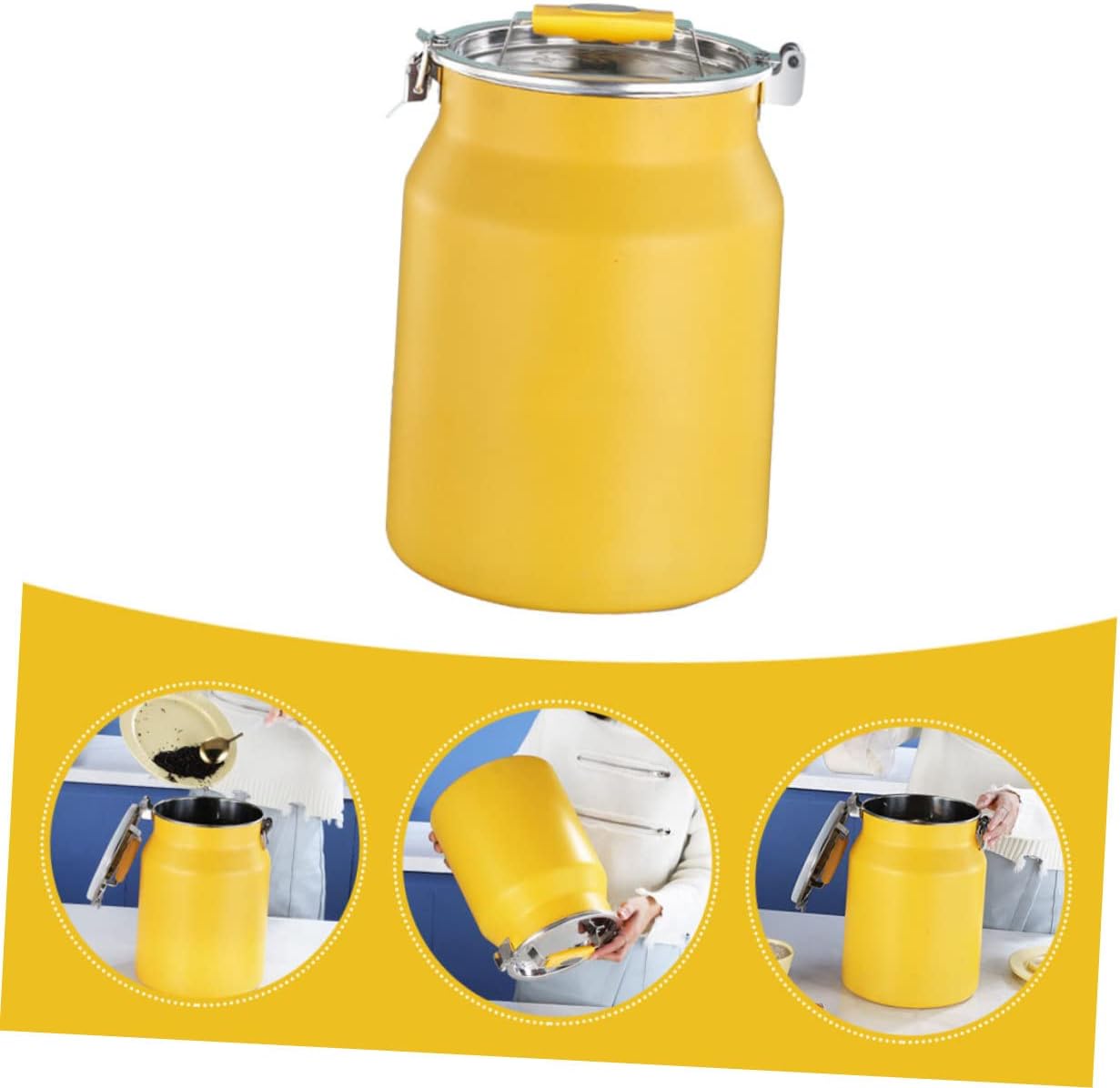 Cabilock Stainless Steel Multi Functional Storage Bucket for Rice Flour Grains Airtight Sealed Kitchen Container for Household Pantry Use