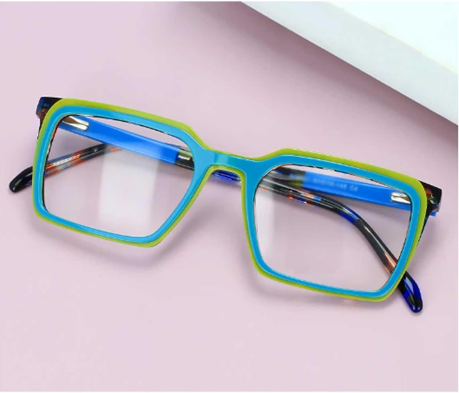 EYPKPL Popularne oprawki do okularów octanowe oprawki do okularów modne kwadratowe oprawki do okularów 136 * 145 mm lekkie okulary unisex