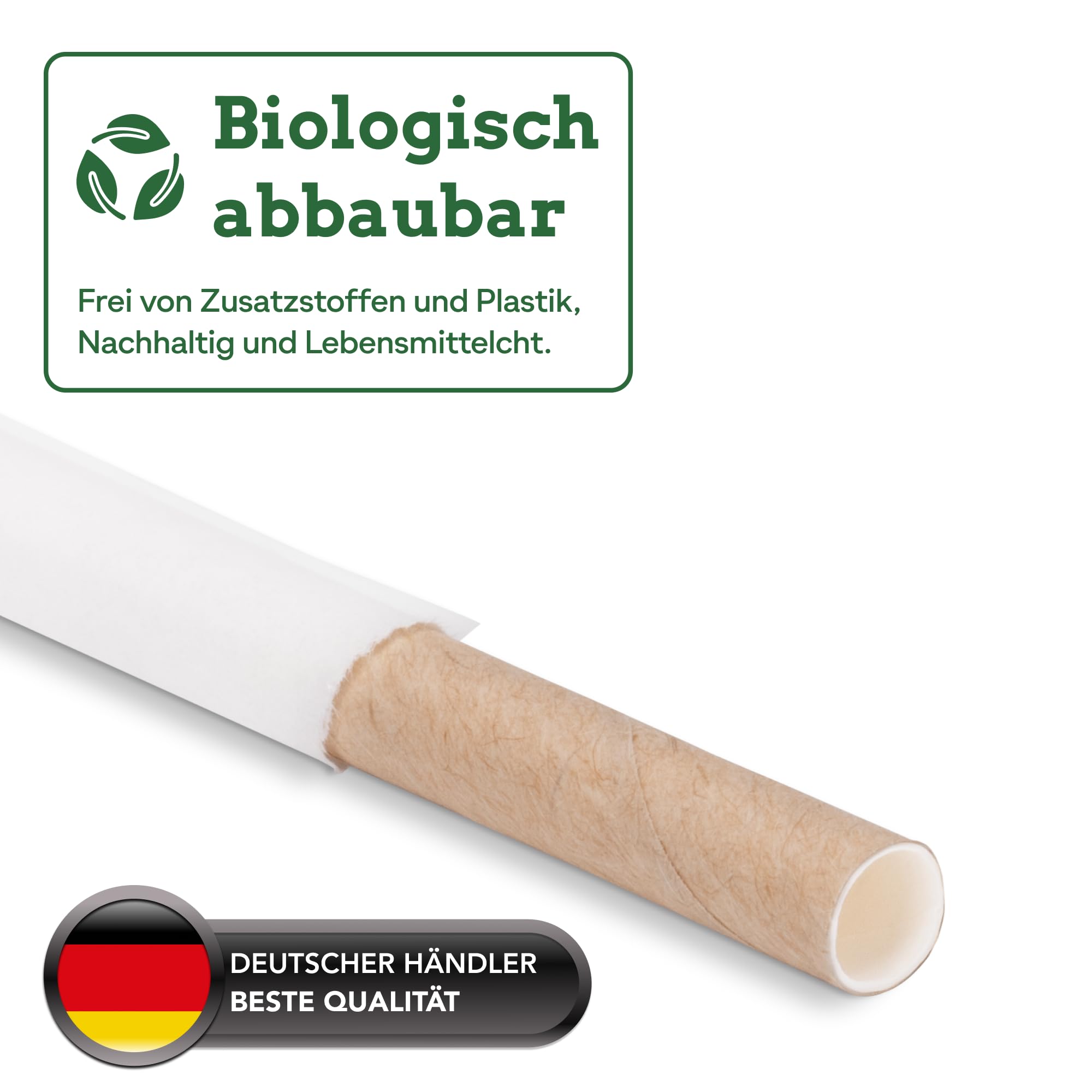 Wisefood® Strohhalme Papier [20 cm Ø 6] Party Deko [Einzeln verpackt - Braun] alternative Strohhalme Plastik-frei für Geburtstag Hochzeit DIY [3000 Stk.] Getränke Cola Energy Drink Limo Bio