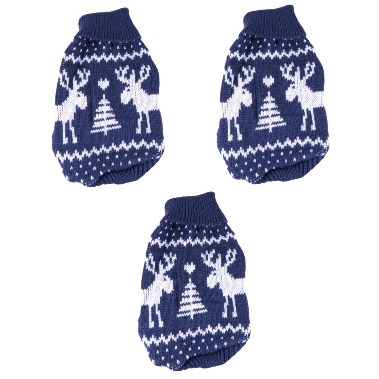 FRCOLOR 3pièces Pull De Noël pour Petit Chien Vêtement Festif Tricot pour Animaux avec Motif Flocon Renne pour Fêtes Hiver Soirées De Noël Bleu