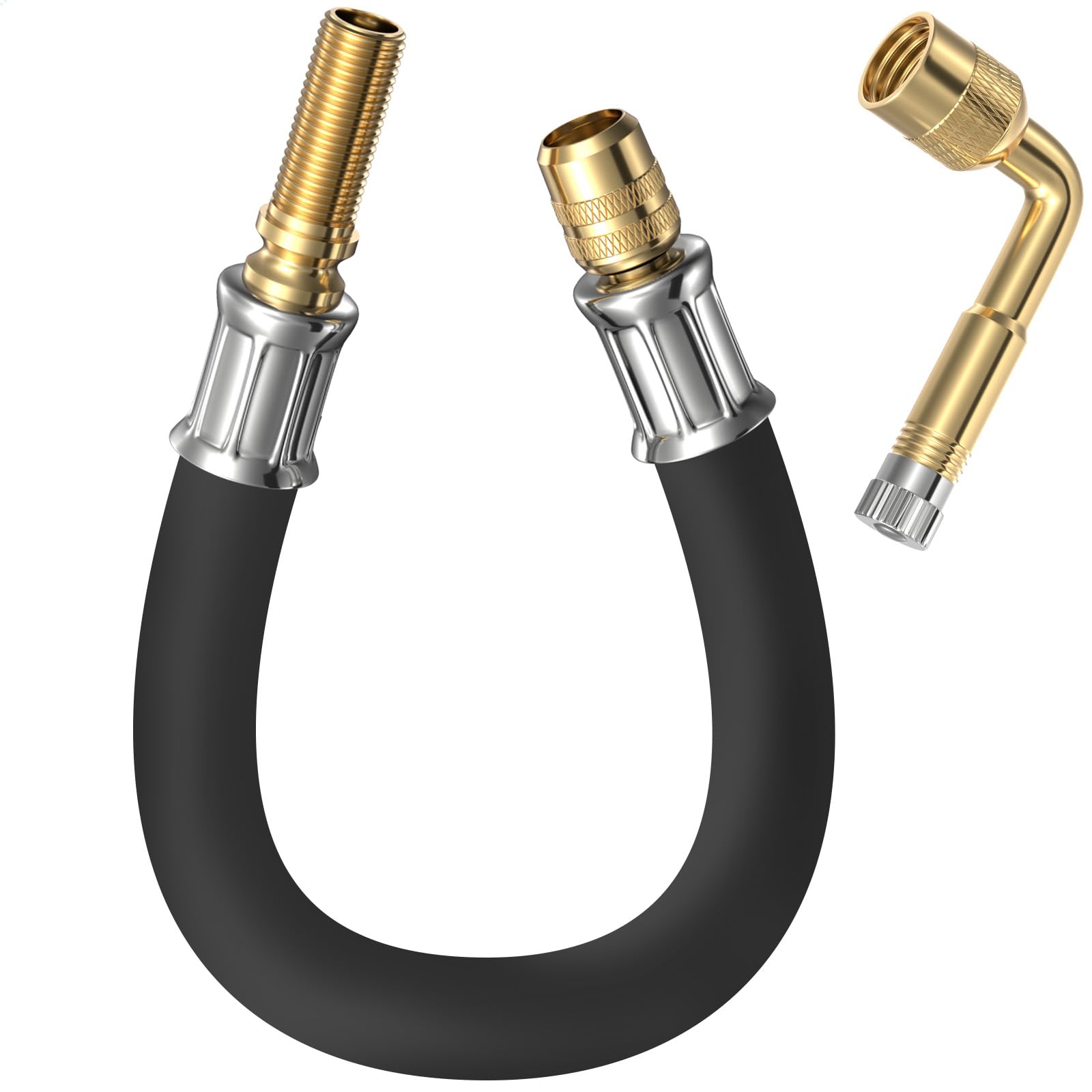 Tire Valve Extension, 8.25 Inch Flexible Tire Valve Extenders, 90 Degree Schrader Valve Adapter, Tire Valve Stem Extension, Universal Flexible Tire Valve for Cars Rv Truck Motorcycle Bike Scooter