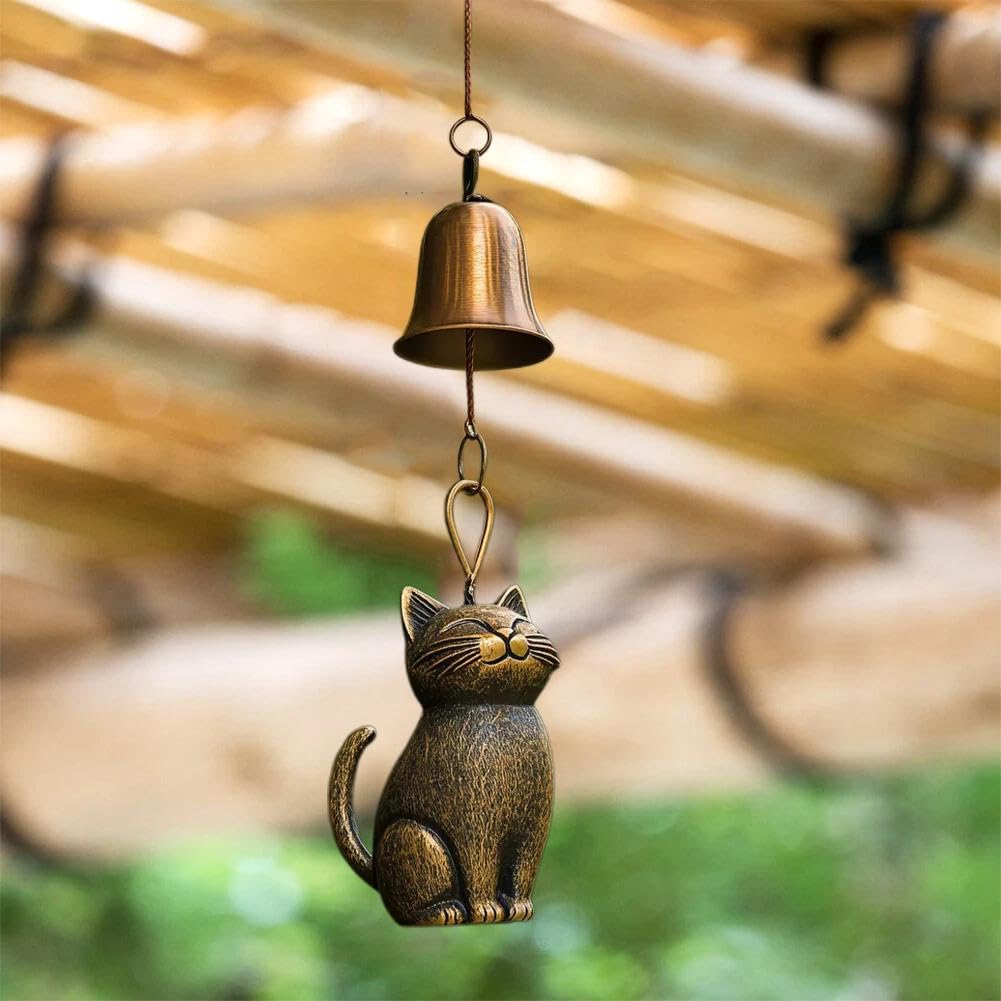 Katzen-Windspiel Für Garten & Balkon – Metall, Wasserdicht | Mit Glocken, Als Deko Oder Geschenk