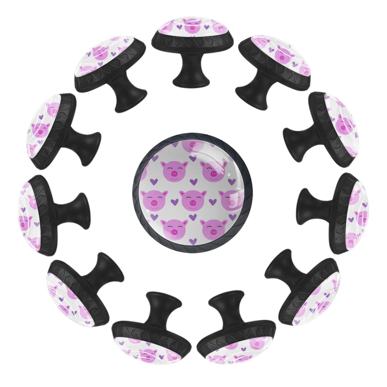 Boutons de tiroir cochon ronds 35 mm au design animal pour meuble de salle de jeux