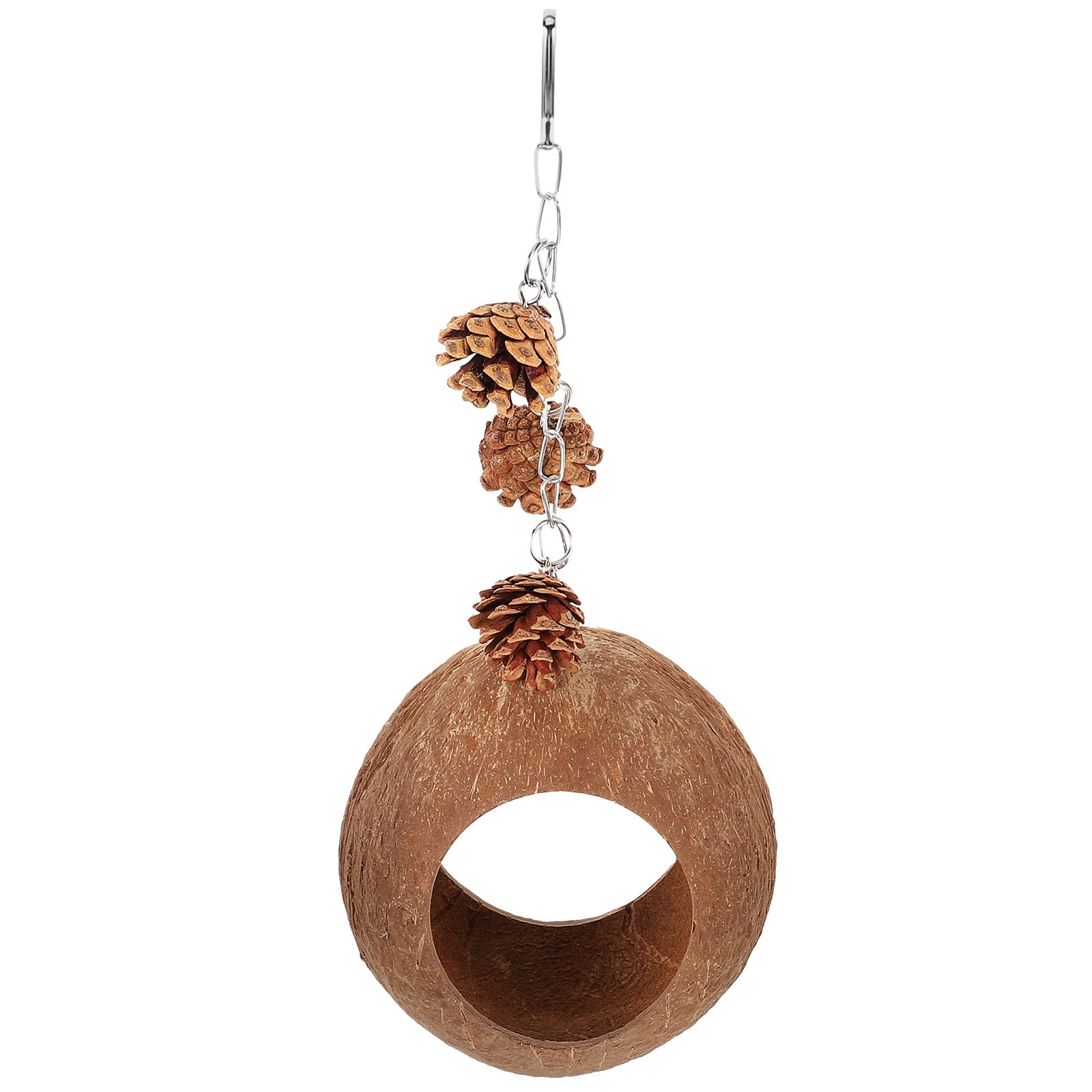 LOGOFUN Hanging Coconut Bird House Natural Coconut Fiber Shell Bird Nest Coconut Shaped Swing Toy for Parrots Parakeet Conures Cockatiel Bird Cage Accessories