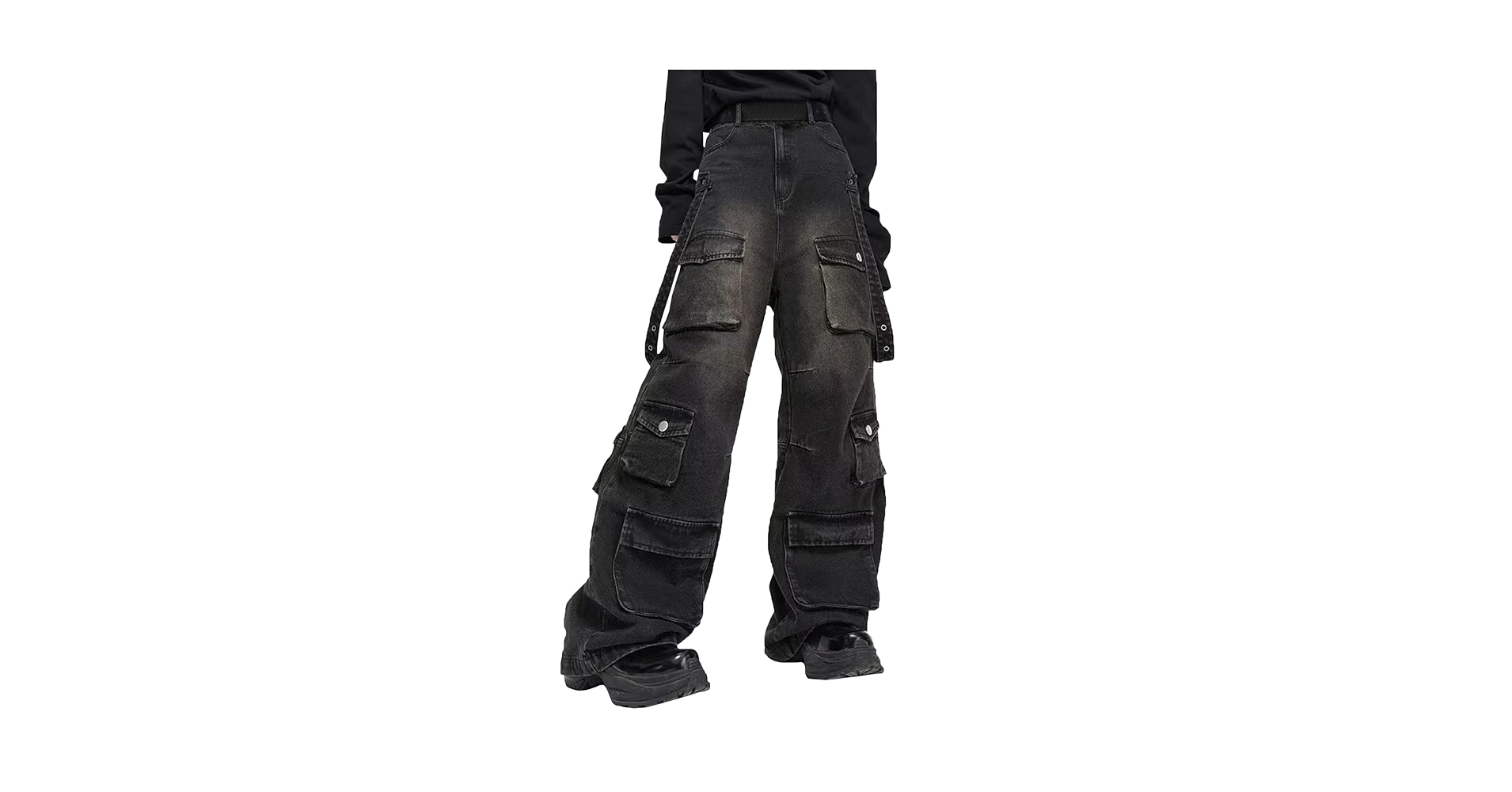 パンツ Stone  Vintage Black Cargo Pants Stone Island 'Old' Effect Slim Fit Cargo Pants in Black