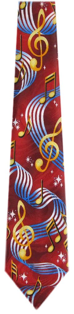 Buyyourties Men's Red Gold Blue Mn-317 - Novelty Musical Notes Necktie