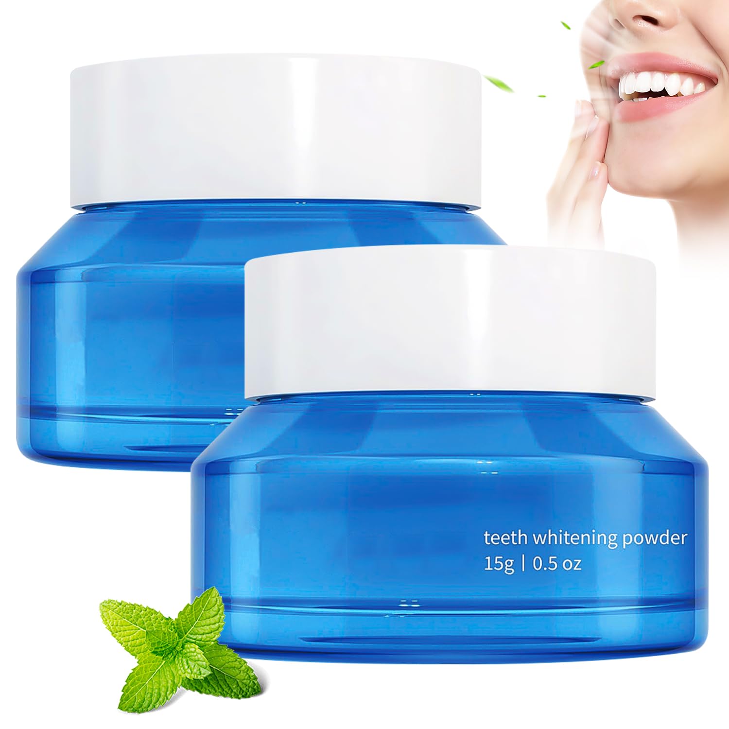 Pó Desbranqueador Dental Natural, Cuidados com os Dentes Brancos e Remoção de Manchas, Frescor Imediato (2PCS)