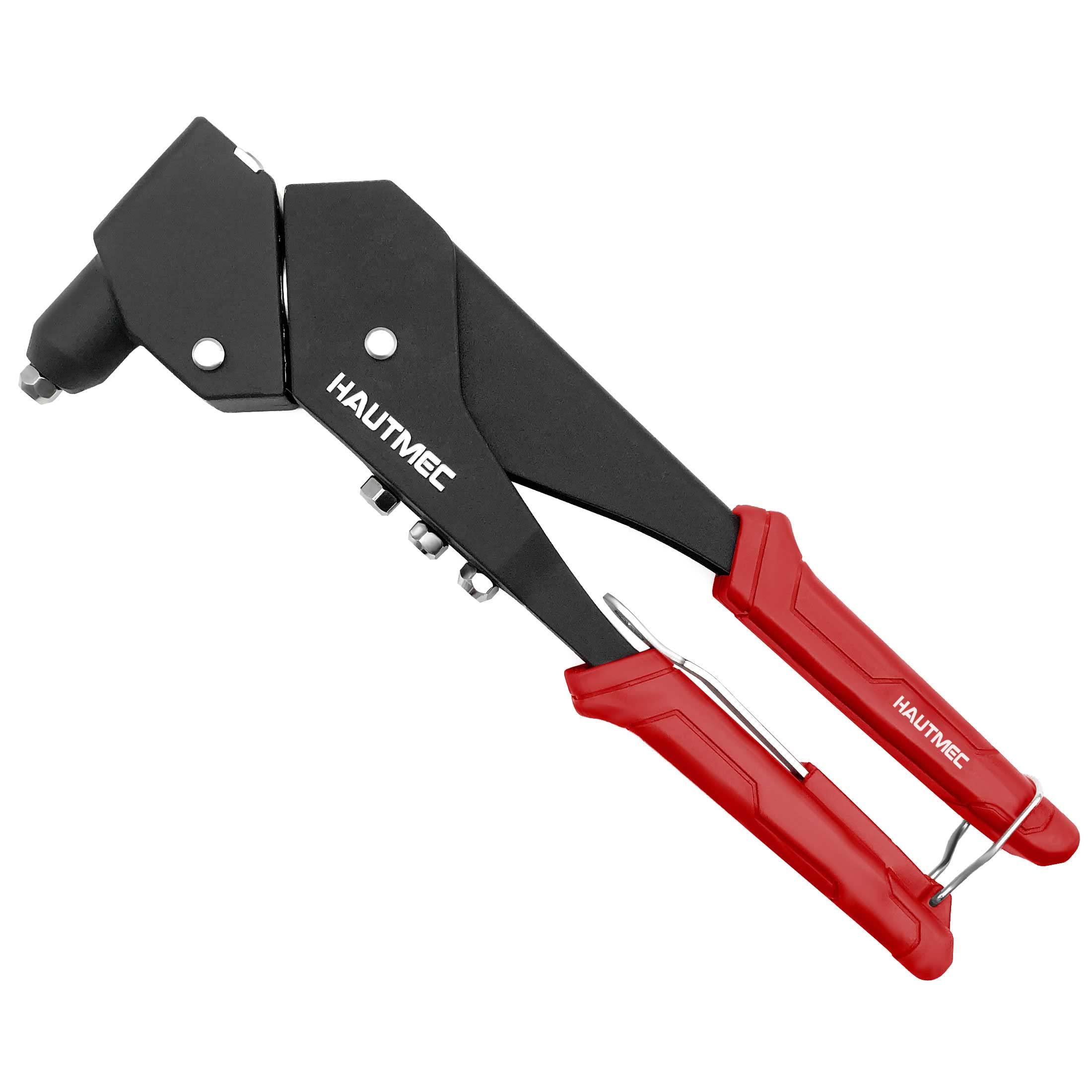 HAUTMECPop Rivet Gun,360° Swivel Head Hand Rivet Tool with 4 Manual Interchangeable Rivet Heads HT0128-HR