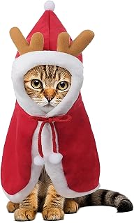 반려동물 크리스마스 망토 코스튬 크리스마스 고양이 강아지 망토 반려동물 옷 고양이 개 산타클로스 휴일 드레스 업 의상 (레드, 라지)