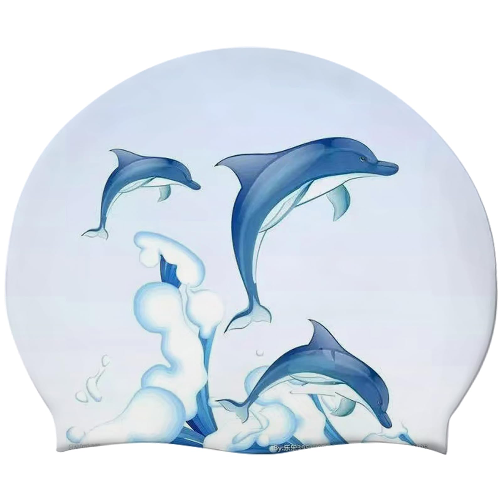 Silicone Swim Cap, Shuiqiuqian Colorful and Comfortable Swimming Cap for Women & Men, Waterproof for Training Pool & Beach, Assorted Colors Available (Blue Dolphin)