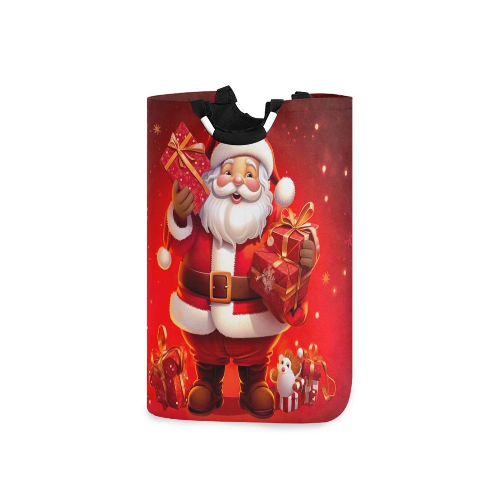 Jihqo Laundry Hamper Basket Christmas Santa Claus Collapsible Nursery Storage Bin Waterproof Clothing Baskets for Home Bedroom Bathroom Washing Room