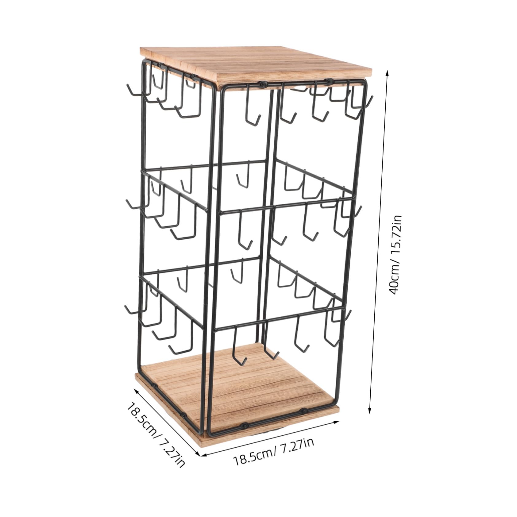 Espositore Organizzatore Multifunzionale Design Rotante a 360° in Legno Marrone per Orecchini per Gioielli e Anelli per Decorazione Casa e Vanity