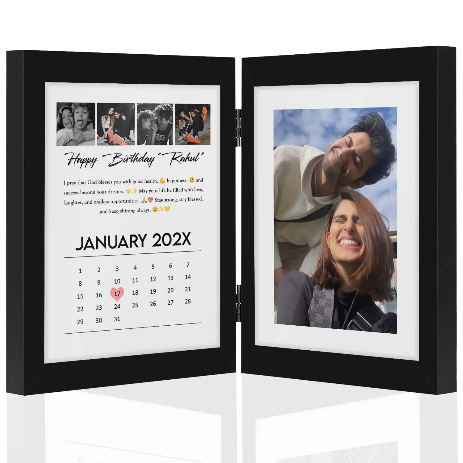Giftway Folding Custom Photo Frame - Small Gifts for Men & Women | Birthday Gift for Boyfriend, Girlfriend, Husband & Friends | Creative Personalised Frame | 5x7 Double Frame-image-14