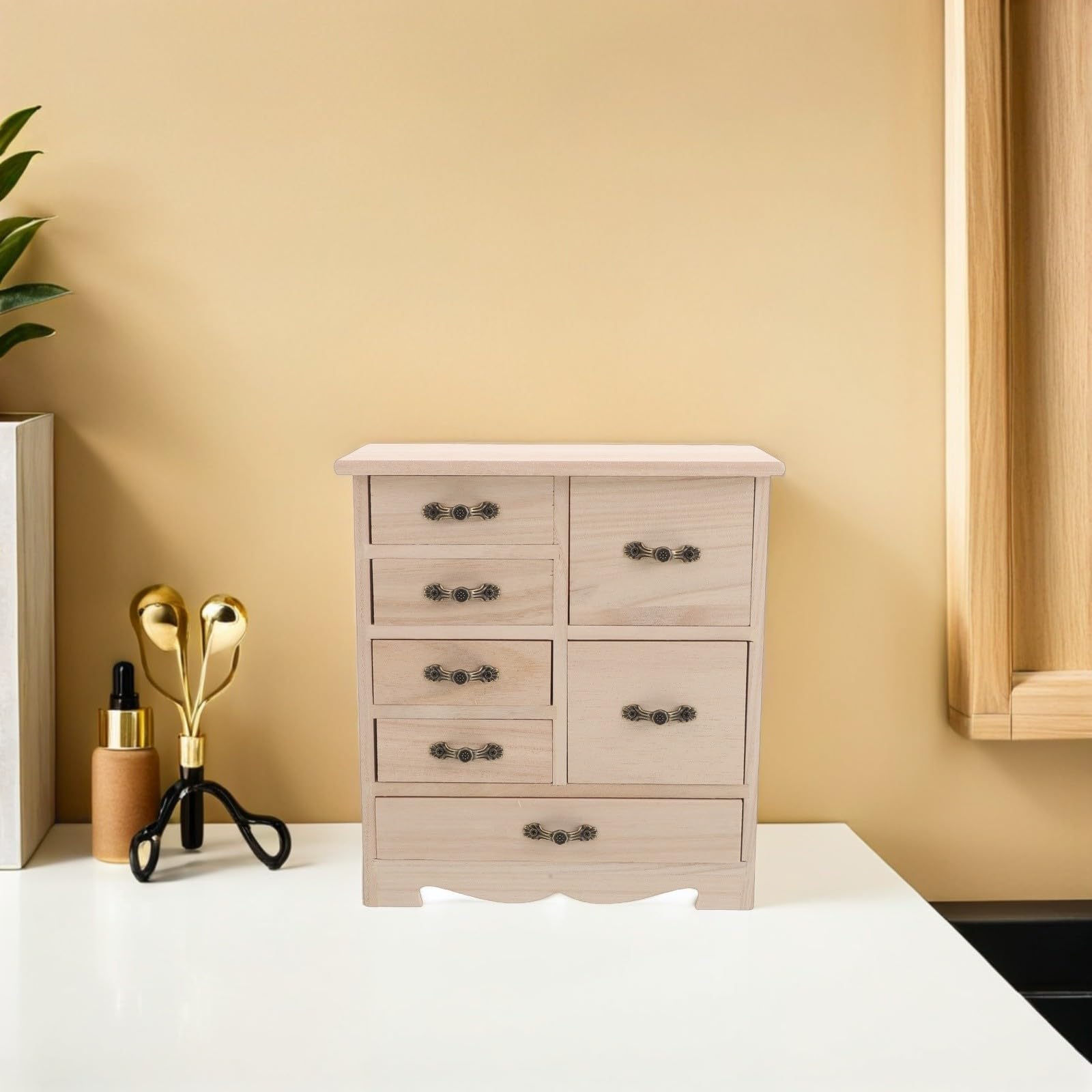 UKCOCO Portagioie Multi Cassetti in Legno Beige per Gioielli e DIY