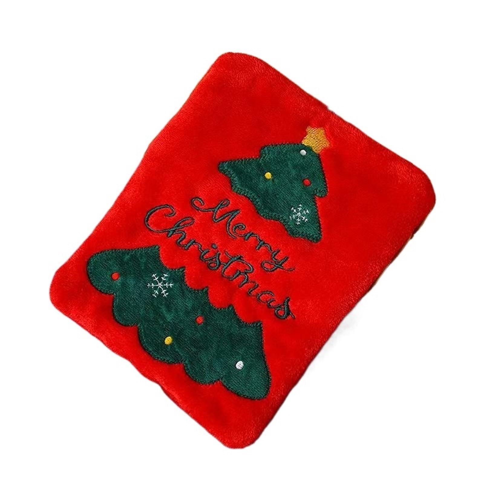 PPdingding 2pcs Cute Hanging Hand Towels - Thick Coral Fleece, Absorbent Quick-Dry Kitchen Rags for Christmas Home Decor(Red)