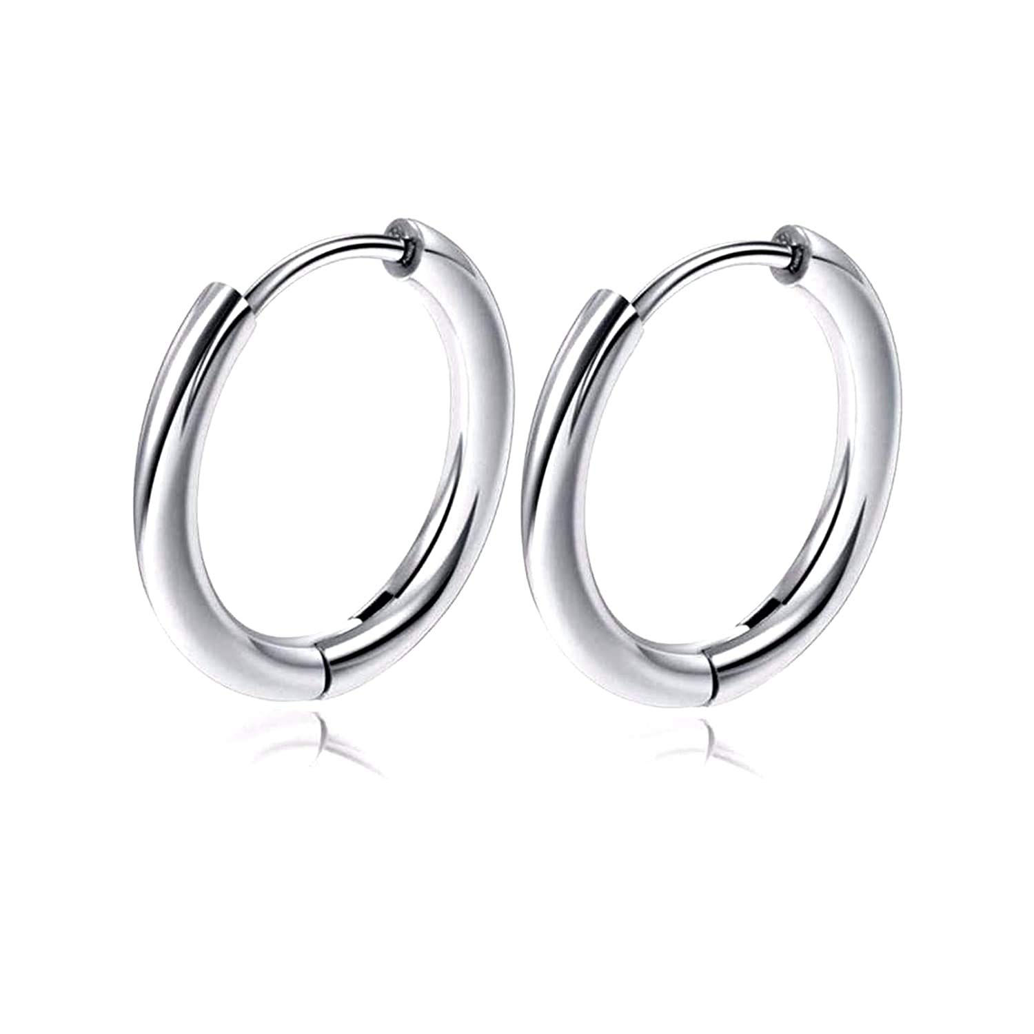 Hunky Dory 5mm Classic Silver Plain Thin Huggie Hoop Ear Lobe Earrings Stud for Men | Women (1 Pair) (B08QGVY438) Amazon Price History, Amazon Price Tracker