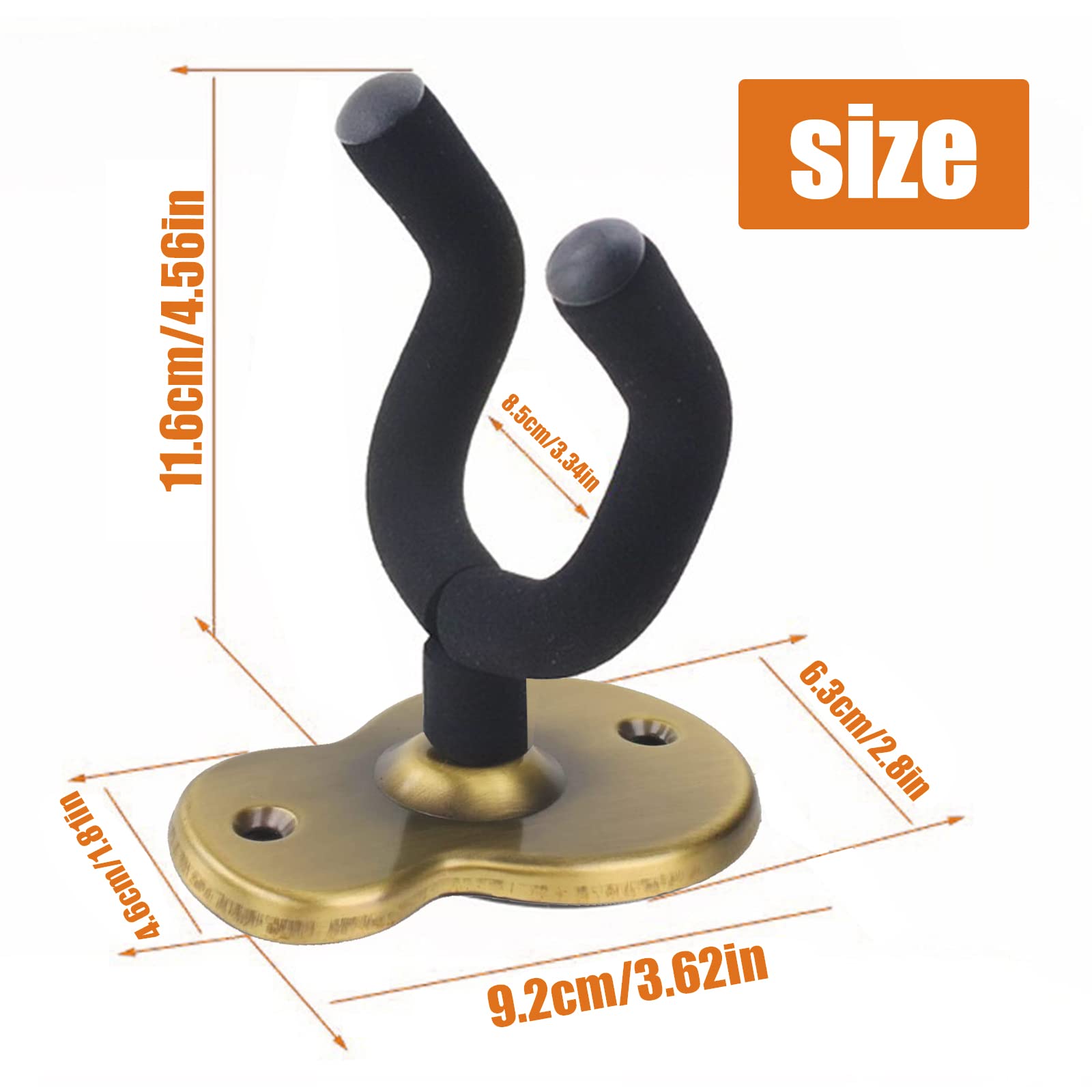 Amfrpar Wall Mounted Guitar Holder Metal Hanging Guitar Holder with Protective Sponge for Electric Bass Classical Guitar Ukulele (Bronze) - Image 2