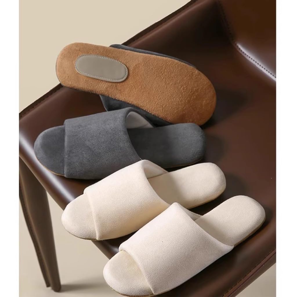 Zapatillas De Algodón para Mujer, Zapatillas Mudas Japonesas, Hombres Y Mujeres Four Seasons Hogar Interior Piso De Madera Antideslizante Fondo Suave Zapatillas Suaves Silenciosas (Beige, 35/37 EU)
