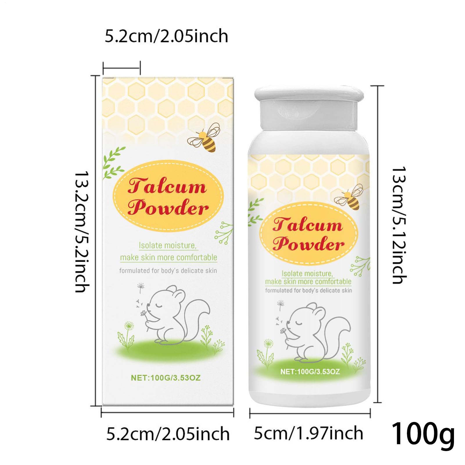 Polvo corporal de almidón de maíz, polvo de cuidado calmante, eficaz, para la piel delicada, uso diurno y nocturno, ideal para niños y niñas, 1.97 x 1.97 x 5.12 pulgadas