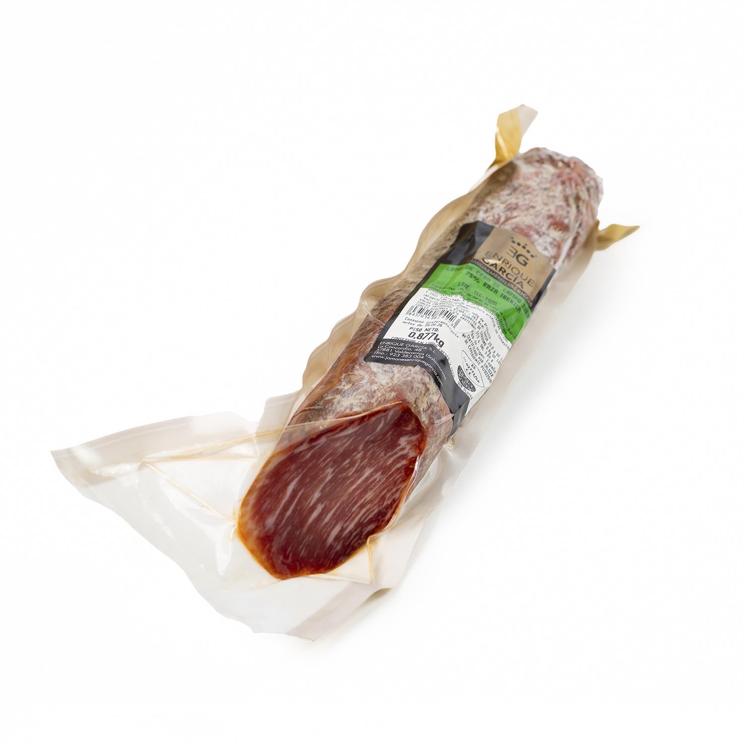 ENRIQUE GARCÍA - Lomo de Cebo de Campo Ibérico, 75% Raza Ibérica, Media Pieza Envasada al Vacío, 650 g Aprox