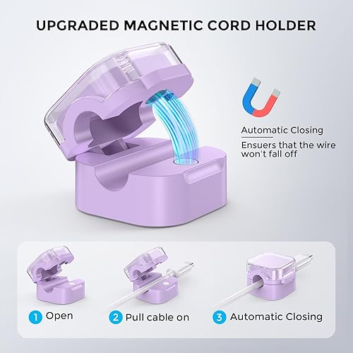 Miniatura 2 de AhaStyle Paquete de 6 organizadores magnéticos de cables 1s candado clips de cable adhesivo fuerte suave ajustable organizador de cables de alambre