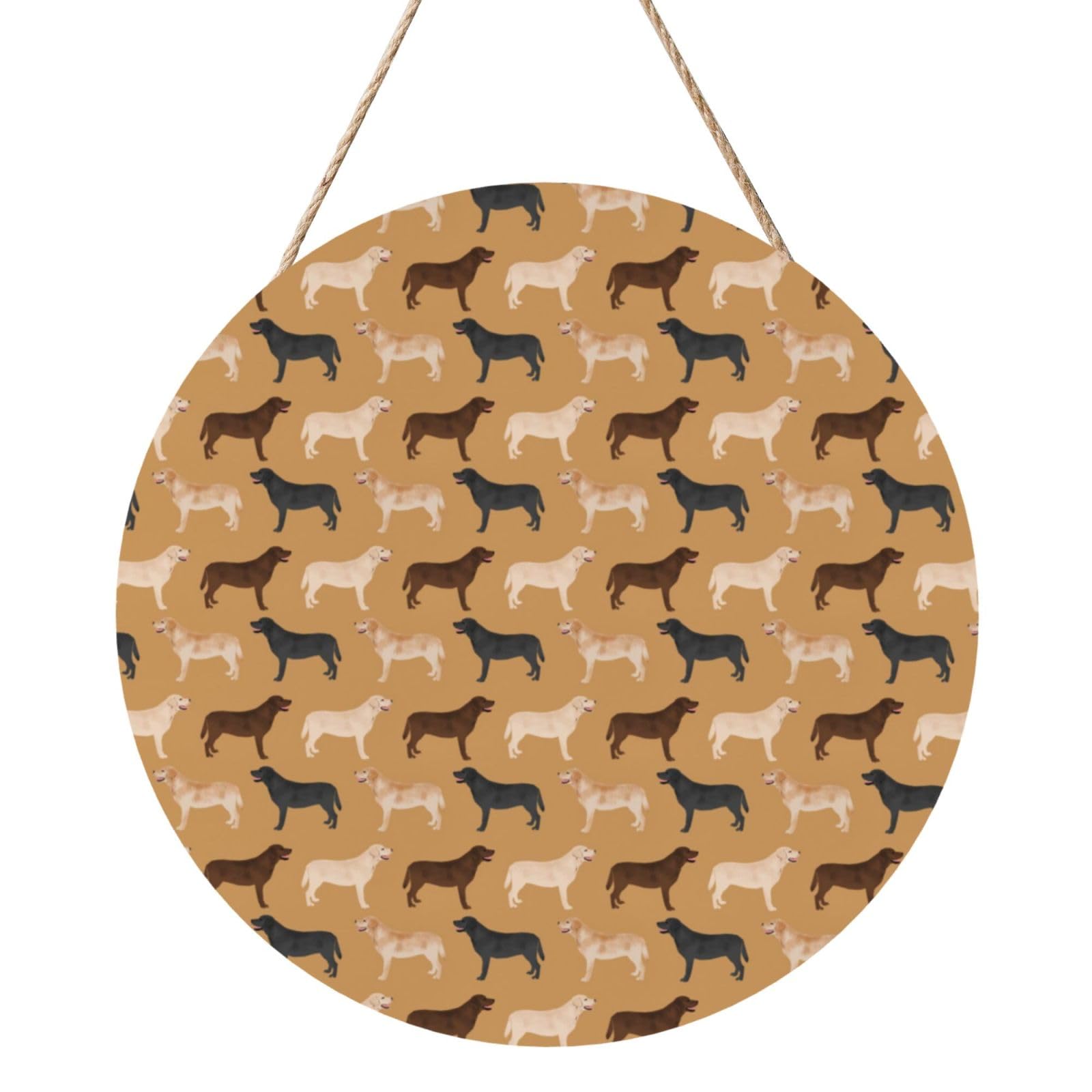 InOmak Labrador Retrievers Dogs Cute Yellow Lab Chocolate Lab, Round Wood Panel Painting 12 in, Wall Hanging Painting For Home