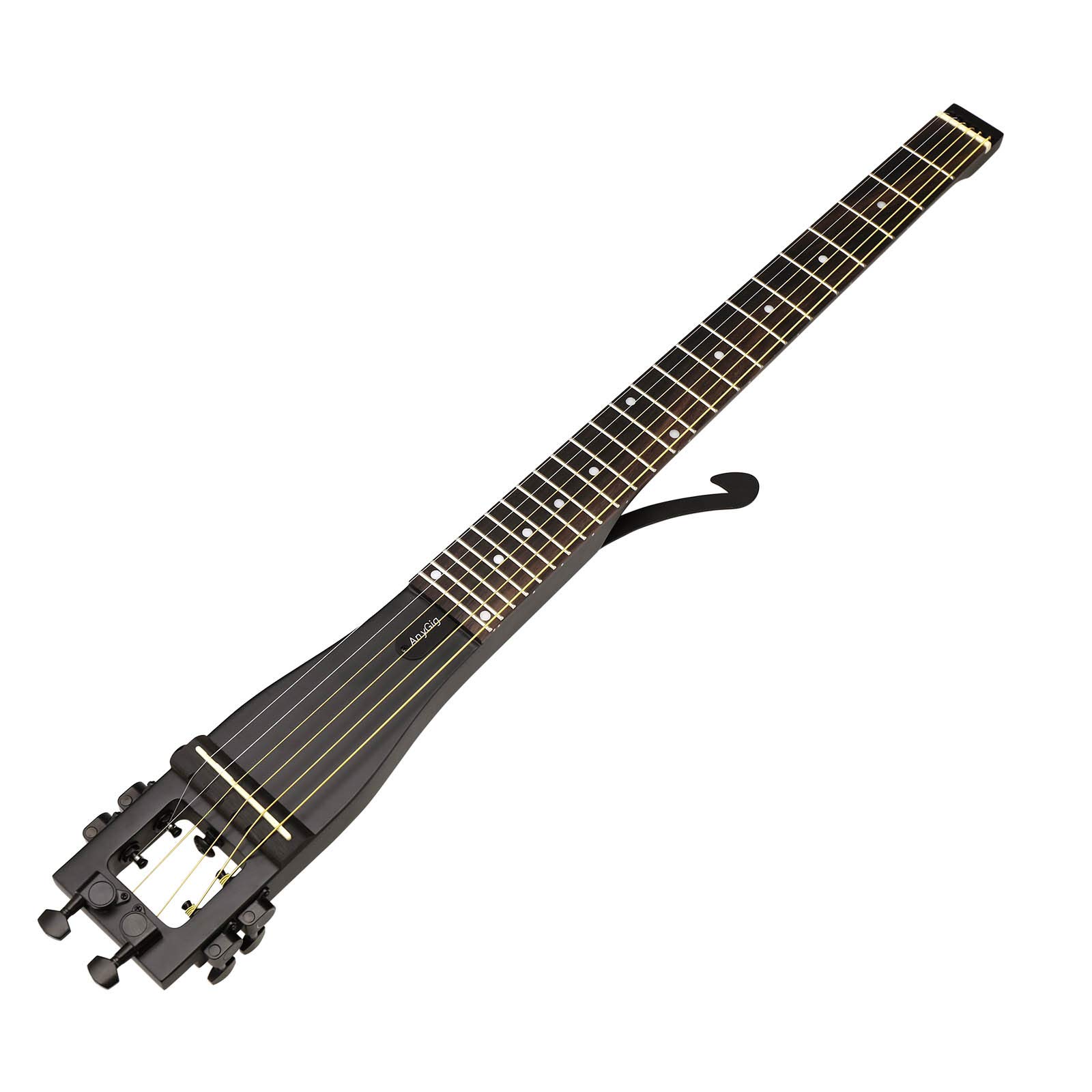 Anygig Black Portable Travel Guitar 24 Frets Bass Left-Handed 25.5 Inch