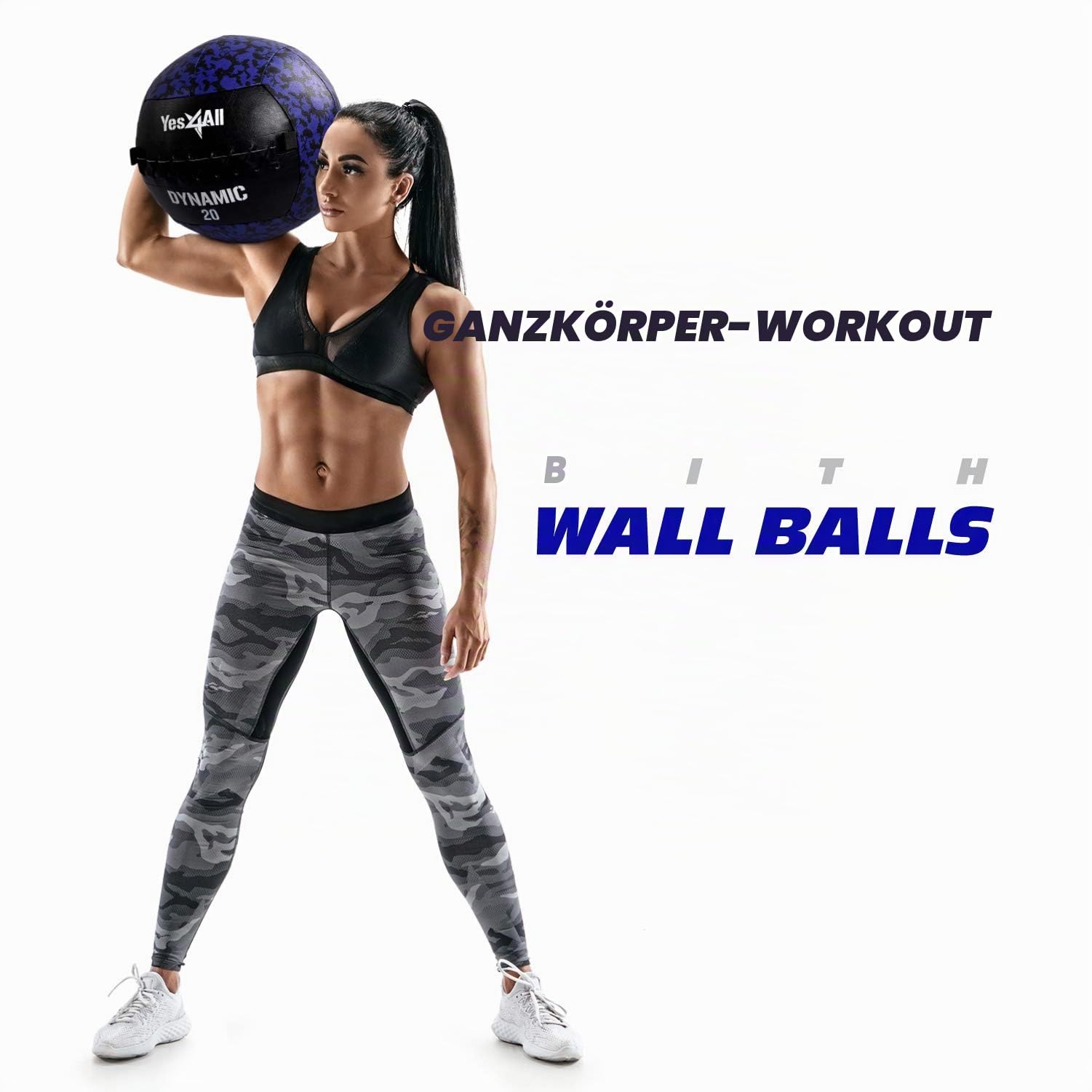 Yes4All Wall Ball, Gewichteter Ball mit Weicher Kunstlederoberfläche, Eisen-Sand-Kern für Dynamisches, Vielseitiges Training, 2,7kg – 13,6kg