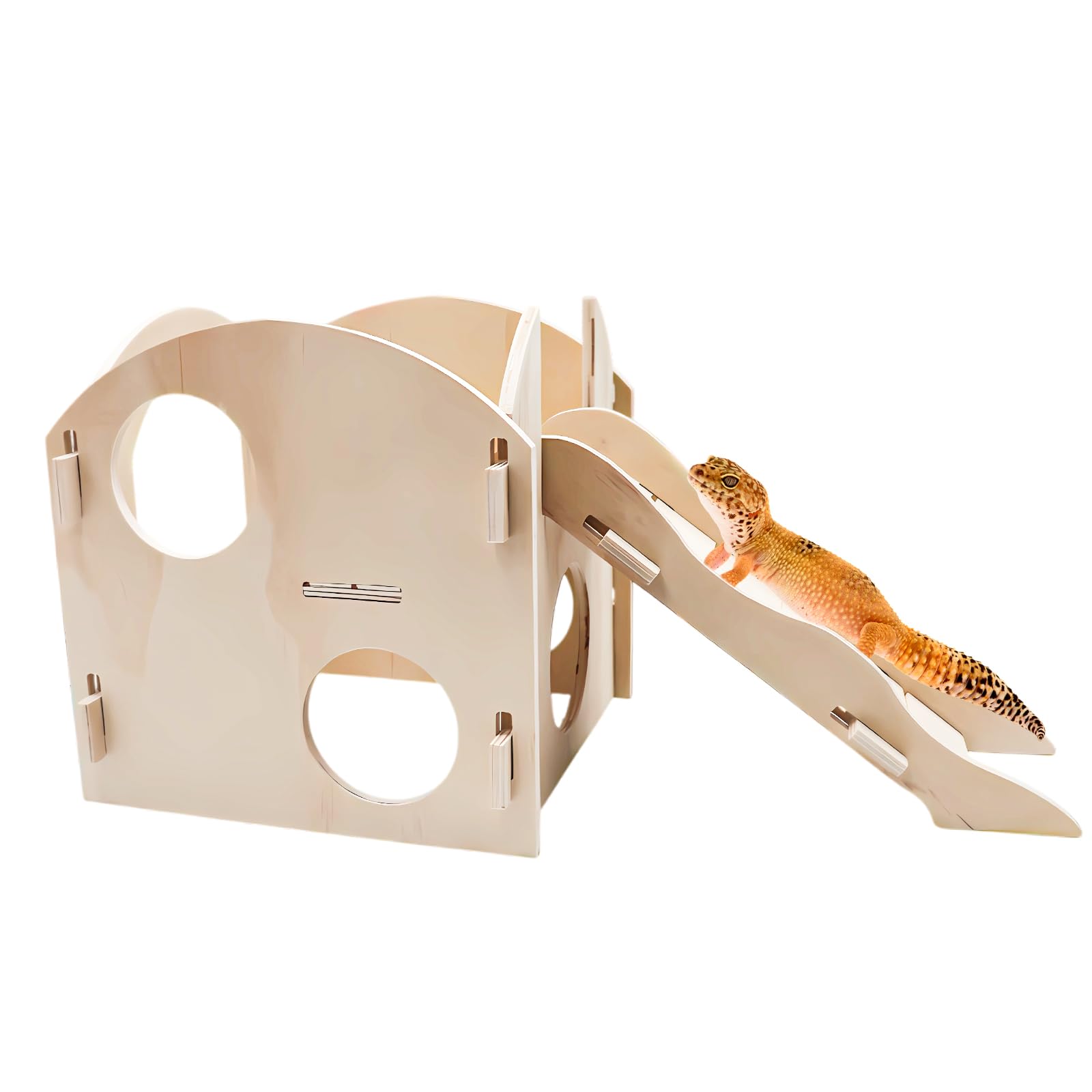 Bearded Dragon Tank Accessories, Wooden Playground Decor Hide for Enclosures Aquariums for Reptiles Spider Gecko Snake, Bearded Dragon Basking Platform