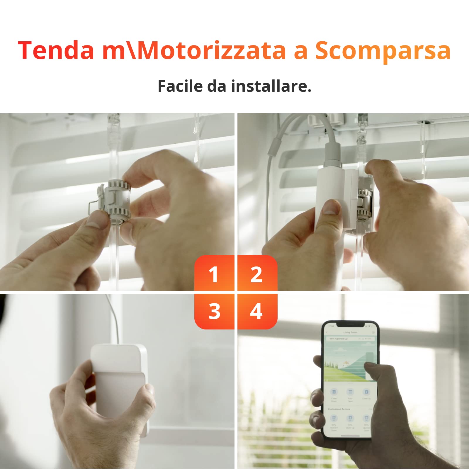 SwitchBot Blind Tilt - Tapparelle elettriche intelligenti con telecomando Bluetooth, alimentazione solare, rilevamento della luce, aggiungi SwitchBot per compatibilità con Alexa e Google Home