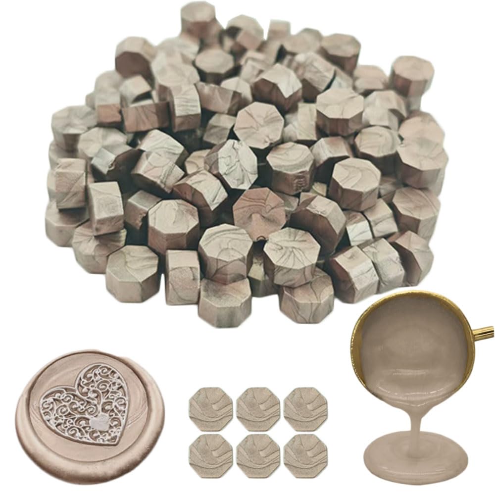 Ioggser 360 PCS Octagon Wax Beads for Wax Seal Stamp Sealing Beads for Wedding and Party Invitations (Champagne Gold)