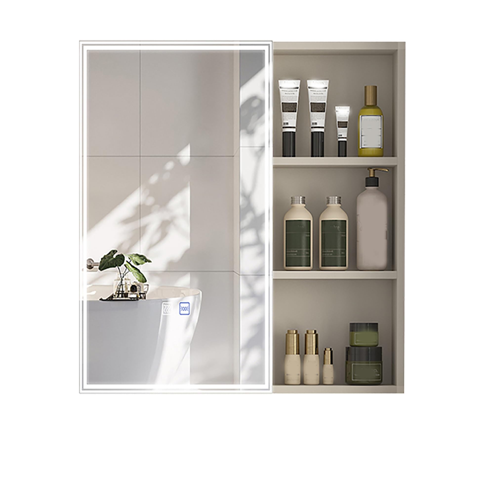 FGXHHS LED Cabinet with Defogging, Wall-Mounted Storage Solution, Aluminum Alloy Brushed Frame, Stylish Vanity nizer, Above Toilet Space Saver