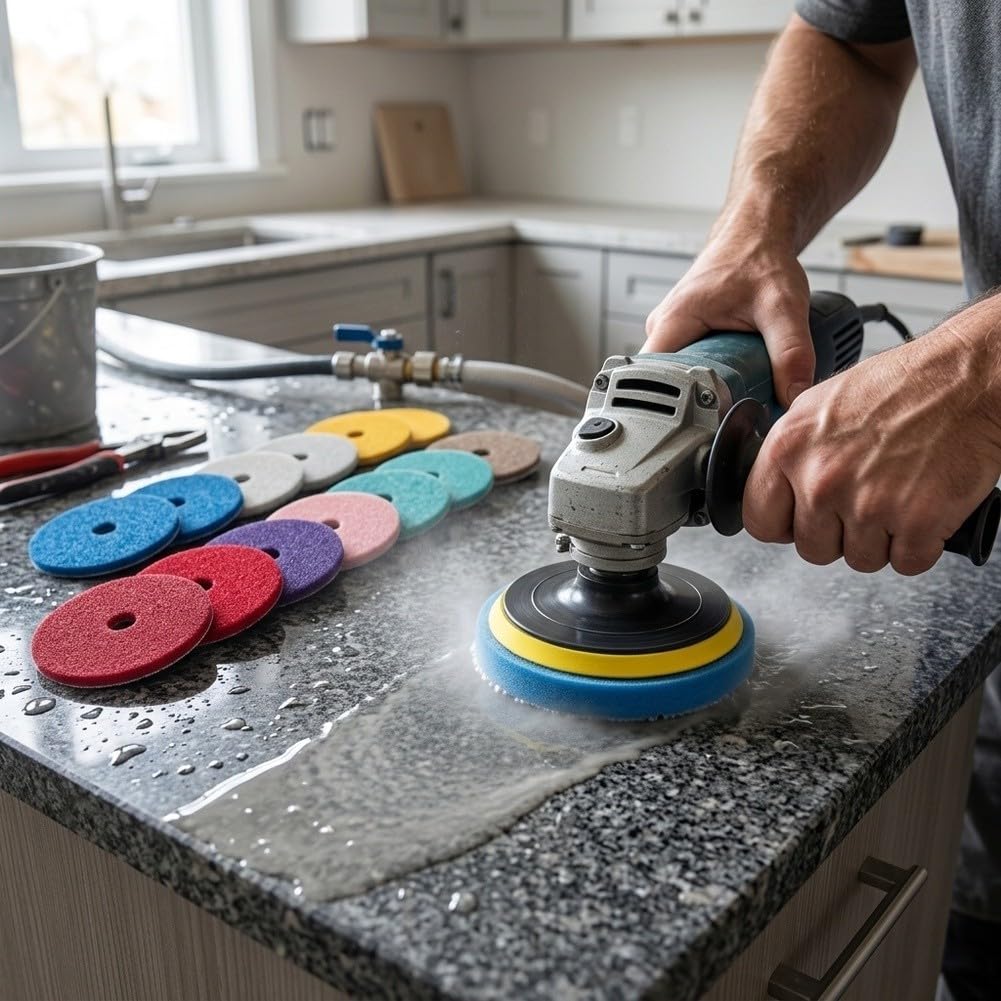Juego Pulido Coche 4 Pulgadas Disco Lija para granito Juego Pulido(16pcs)