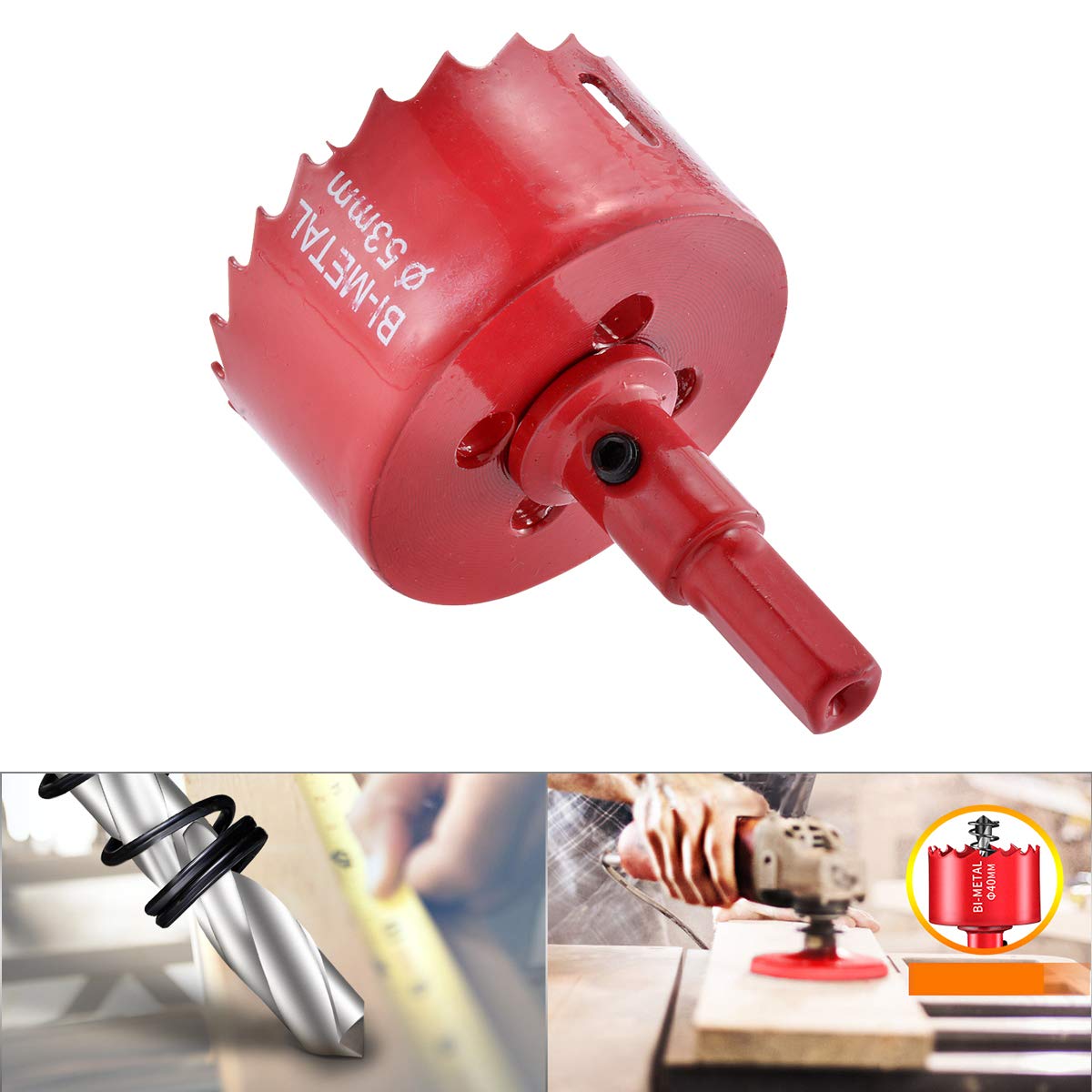 KATUR sega a tazza per legno, fresa a tazza bimetallica HSS da 53 mm per sfiato tubi, punta separata con codolo esagonale, taglio rapido e liscio per plastica, compensato, cartongesso e cartongesso