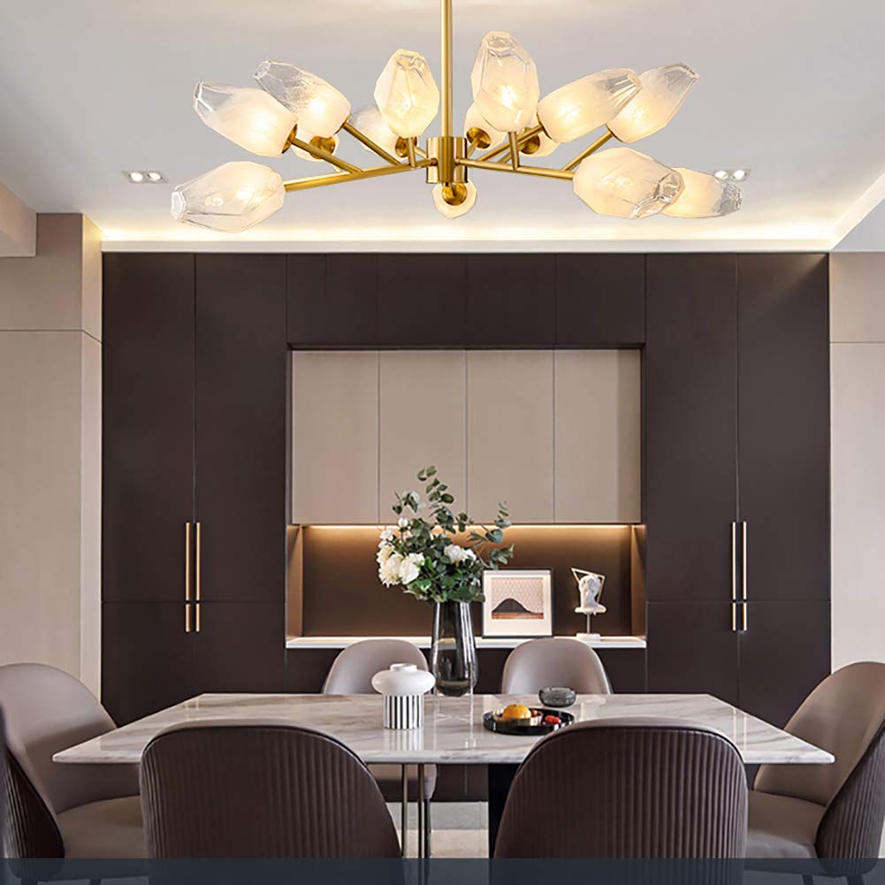 Postmodernista Molécula Frijol Mágico Candelabro,Casa Salón Comedor Lámpara De Dormitorio Villa,G9 Nórdico Lujo Ligero Lujo Candelabro-Dorado. 15 cabezas