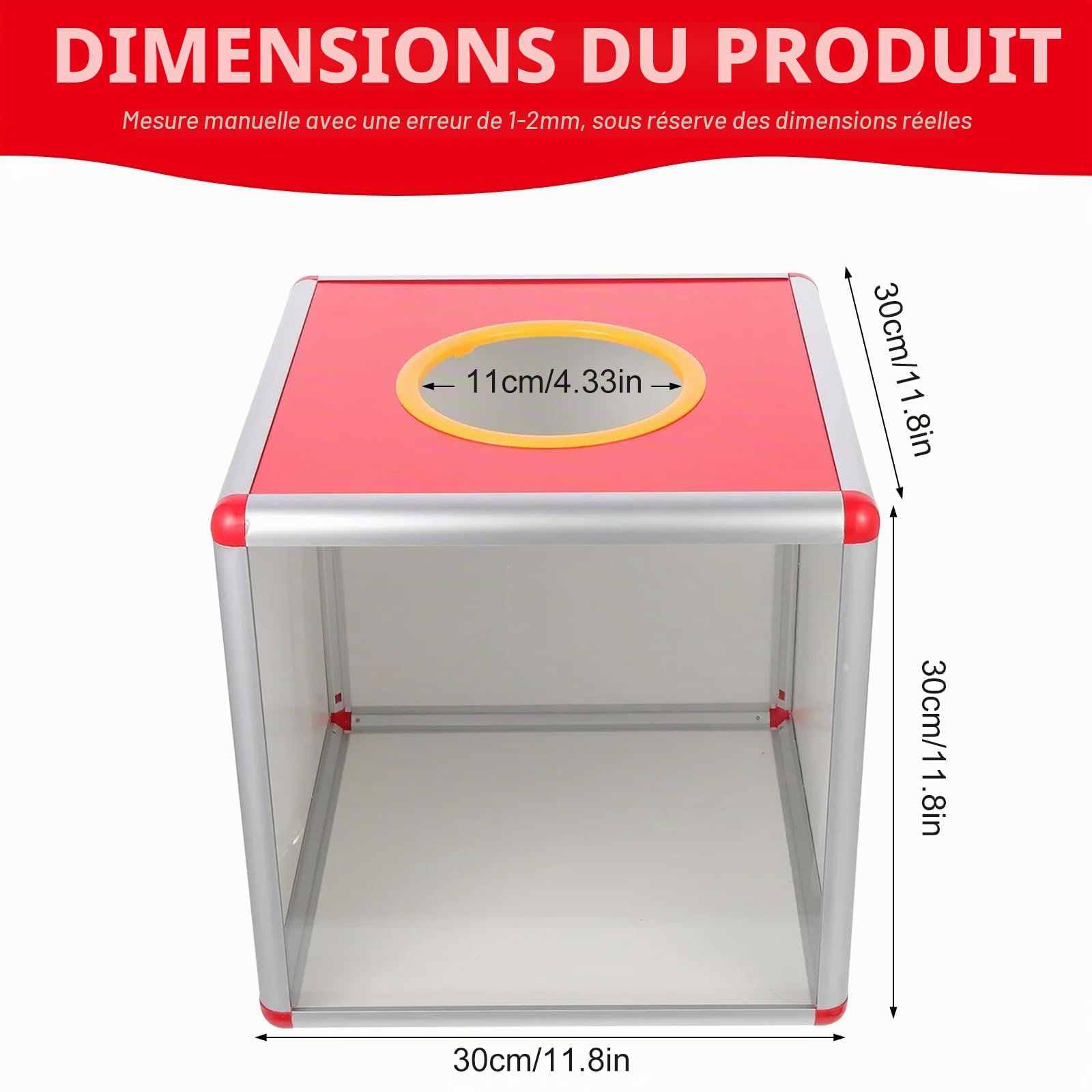 Boîte de loterie, boîte de loterie, 30 cm, transparente, urne transparente, boîte de donation pour dons, tirages au sort, votes