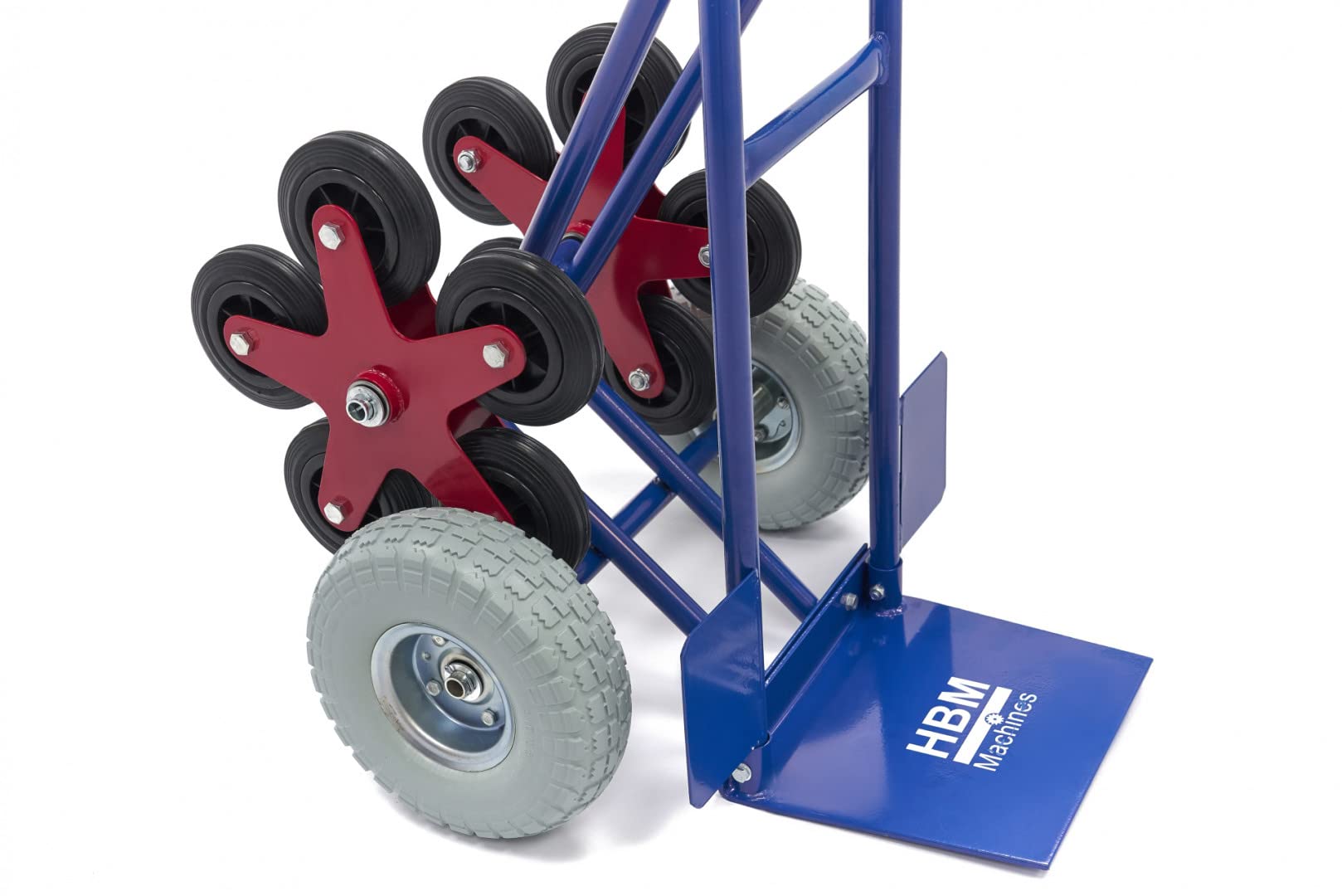 Schwerlast-Sackkarre 300 kg - Sackkarre Transportkarre Transport-Stapelkarre Große Räder, klappbar Treppensackkarre - Treppensteiger aus Stahl mit 5 Sternförmigen Rädern