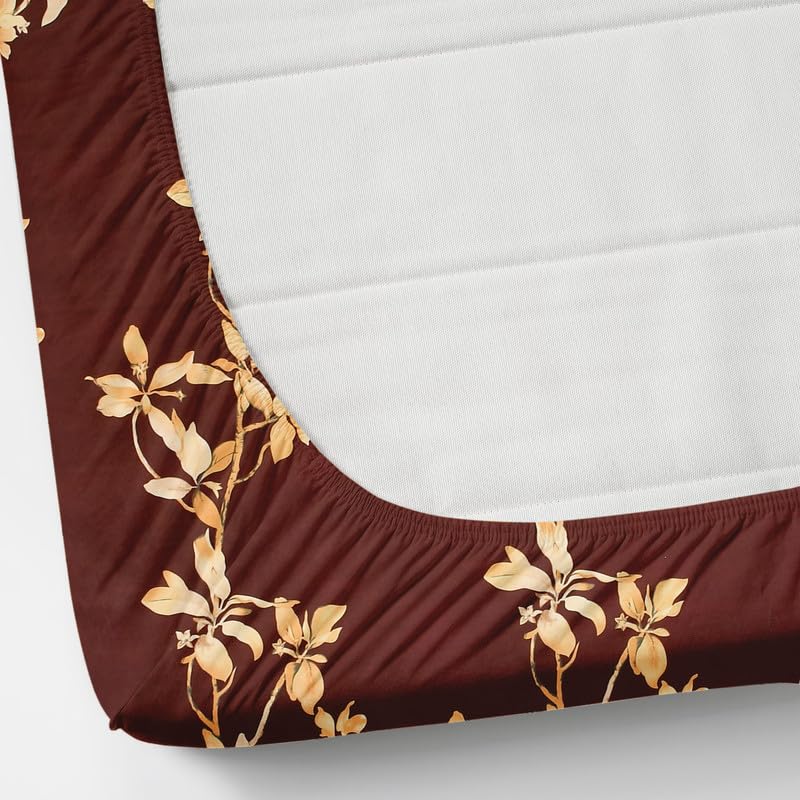 Image of NHD HOME Premium Cotton Elastic Fitted Bedsheets with 2 Pillow Covers Double Bed All Around Elastic Supersoft Size - 72 x 78 +8 inches Wine 200 tc - 220 tc