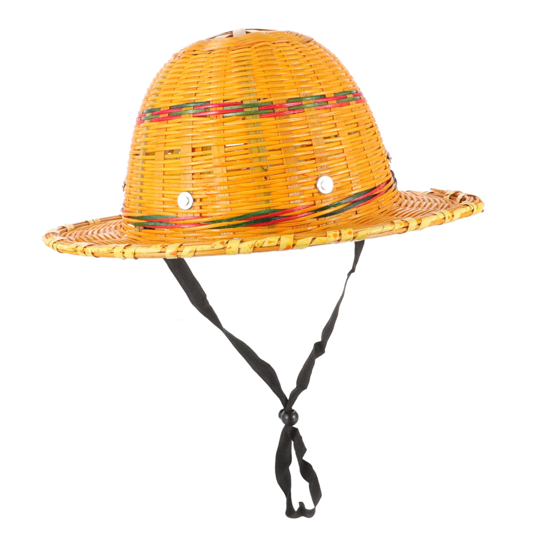 BESTYASH Atmungsaktiver mit UV Schutz Bambusflecht Schutzhelm Zufällige Farbe Sicherer und Komfortabler Arbeitsschutzhelm für Sommerferien für Baustellen