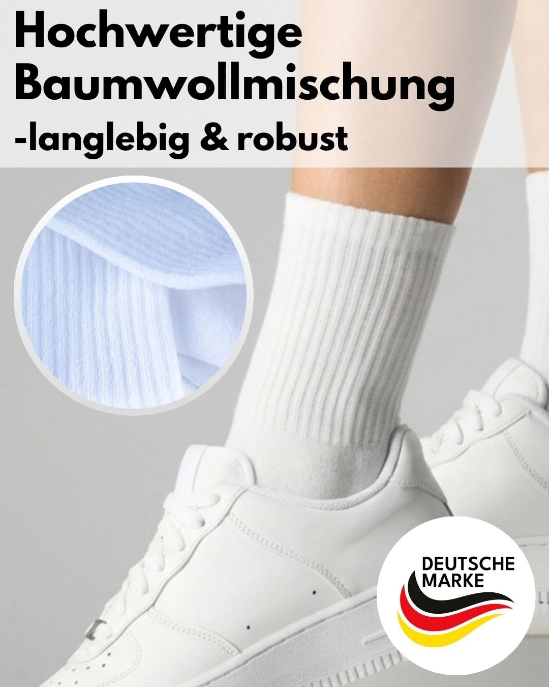 sockenkauf24 Damen Tennissocken (6 Paar) Sportsocken mit verstärkter Ferse & Fußspitze, gepolsterte Sohle Baumwolle Atmungsaktive Retro Crew Socken