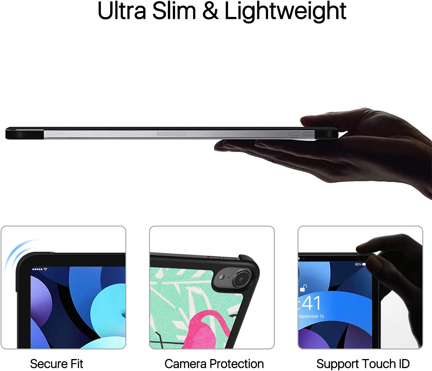 TNP Case for iPad Air 5th Generation 2022 / iPad Air 4th Generation 2020 Protective Cover 10.9 Inch for 2nd Gen Apple Pencil Charging - Trifold Stand Holder Slim Folio Sleeve - Flamingo