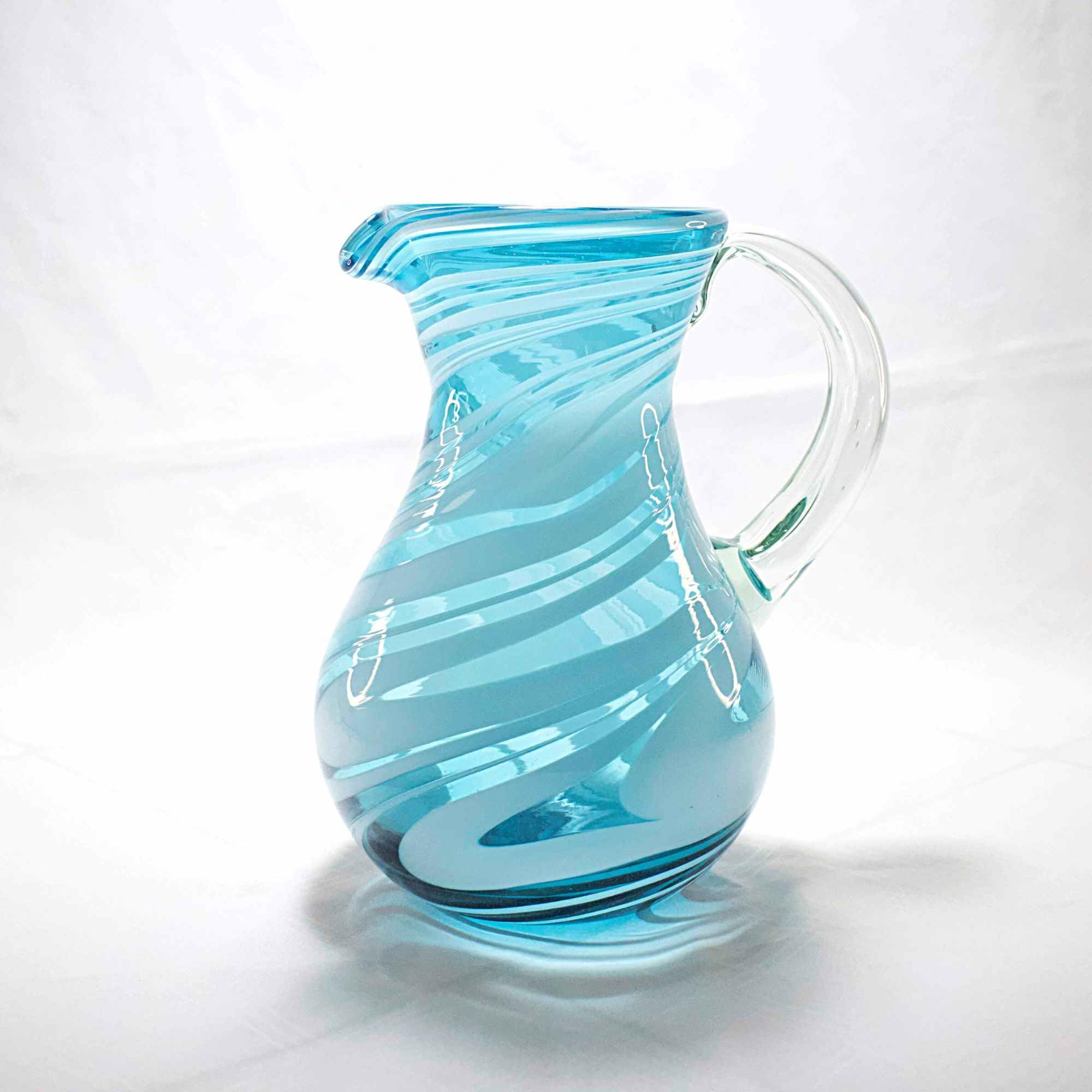 MAREY Mexican Glass Pitcher for Water | Blown Glass | Artisan Handcrafted from Mexico (Poseidon, 77 Fl. Oz.)