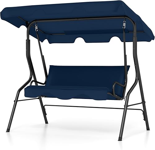 Tangkula Columpio de porche para 3 personas, patio con cojín extraíble y marco de acero recubierto de polvo, columpio al aire libre con toldo para disponible en Yaxa Colombia