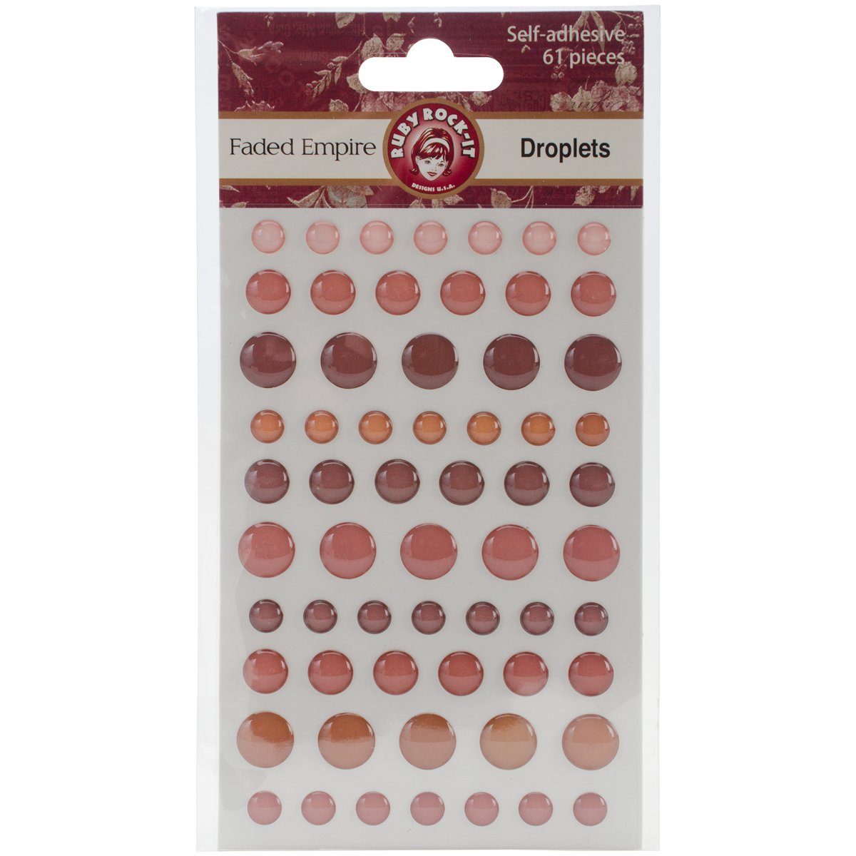 Ruby Rock-ItFaded Empire Self-Adhesive Droplets, Other, Multicoloured, 8.61x14.6x0.25 cm