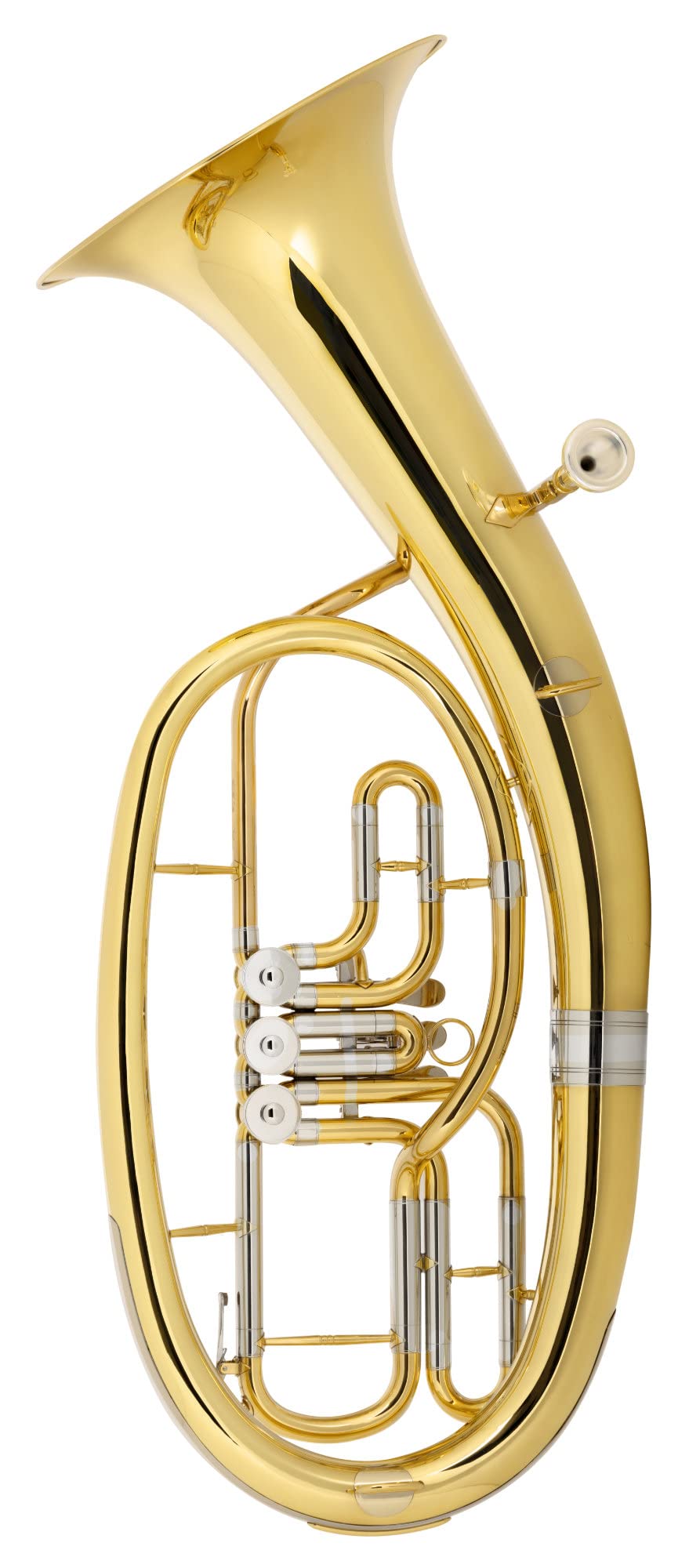 Classic Cantabile Brass TH-33 Tenorhorn - Bb-Stimmung - Korpus: Messing - Neusilber-Außenzüge Goldmessing-Mundrohr - 3 Drehventile - inkl. Koffer, Mundstück und Reinigungstuch
