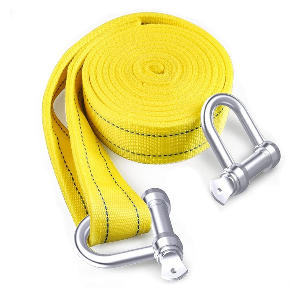 Cuerda de remolque Kit de correa de remolque de coche de alta resistencia Cable de remolque de 5 m / 5 toneladas Poliéster de alta resistencia, con extremos reforzados en bucle 2 ganchos de seguridad