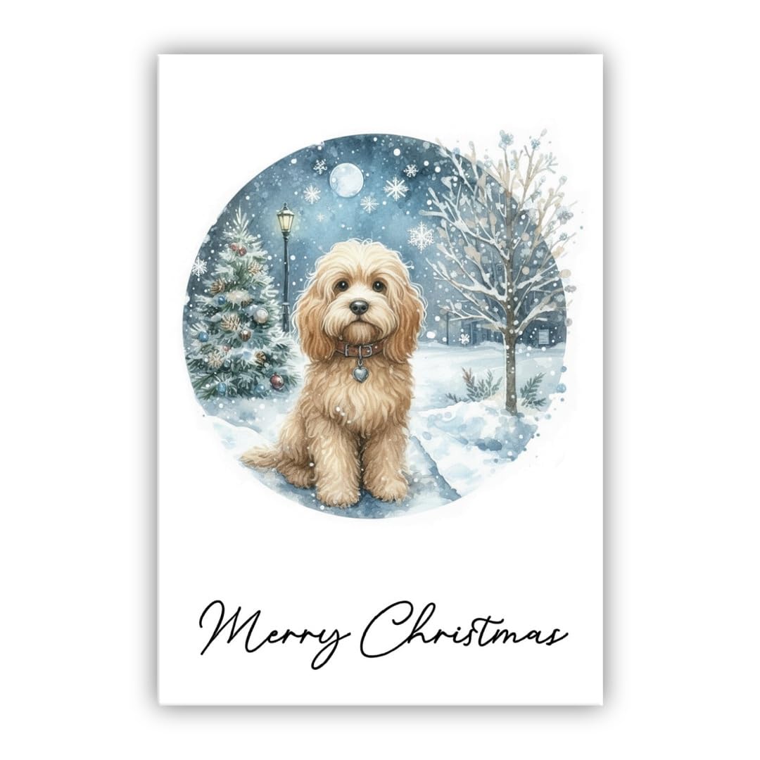 Dog Christmas Card - From the Dog to Owner Mum Dad Groomer - Dog Christmas Card – Many Breeds Available – Dog Lovers Card (Cavapoo fawn) — image 1