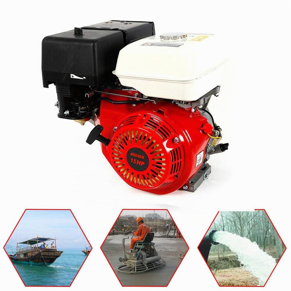 9KW Motor Gasolina, 15 CV 4 tiempos Refrigeración Carburador, 3600 RPM (Rojo)