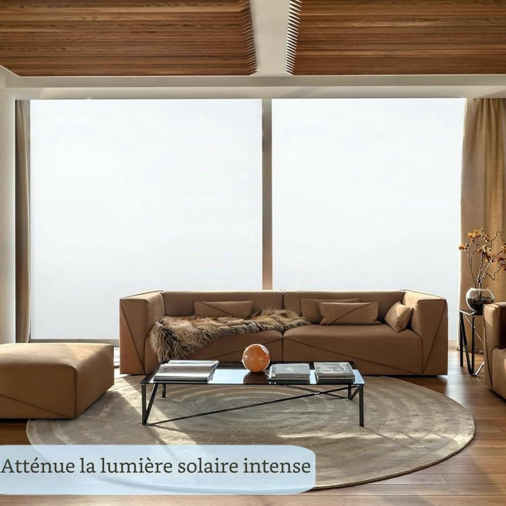 Film Fenêtre Anti Regard Dépoli Film Vitre 120cm Autocollant Décoratif Film occultant Anti UV pour la Maison Bureau - 120 x 200 cm - Mat